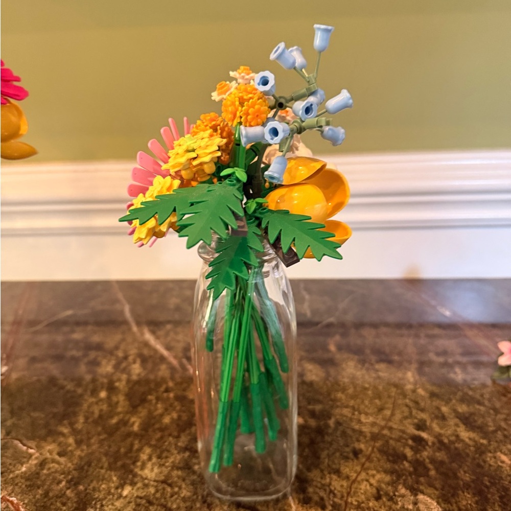 LEGO Botanical Wildflower Bouquet + Erewhon Glass Vase Decor - Picture 2 of 4